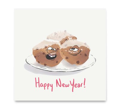 Handgemaakte wenskaart - Oliebollen - Mags Up Your Mind